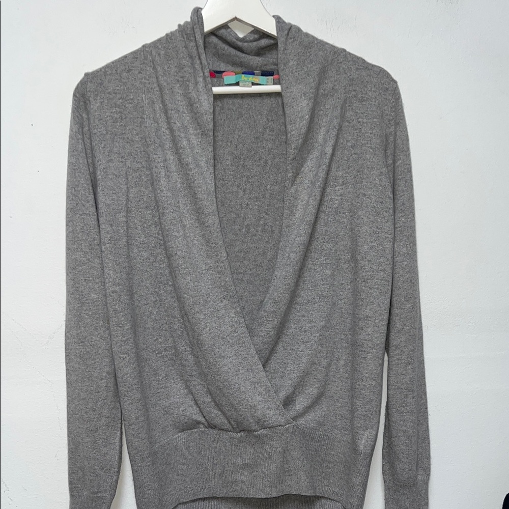 Boden Gray faux wrap Sweater size 6